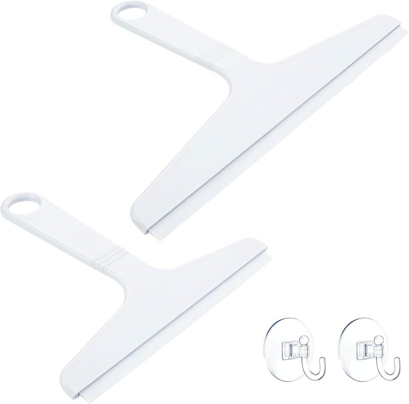 NewTalent New Talent 2 PCS Shower Squeegee White, for Shower Glass, Shower Doors, Bathroom, Window and Car Glass(1 Large and 1 Small) - Image 1